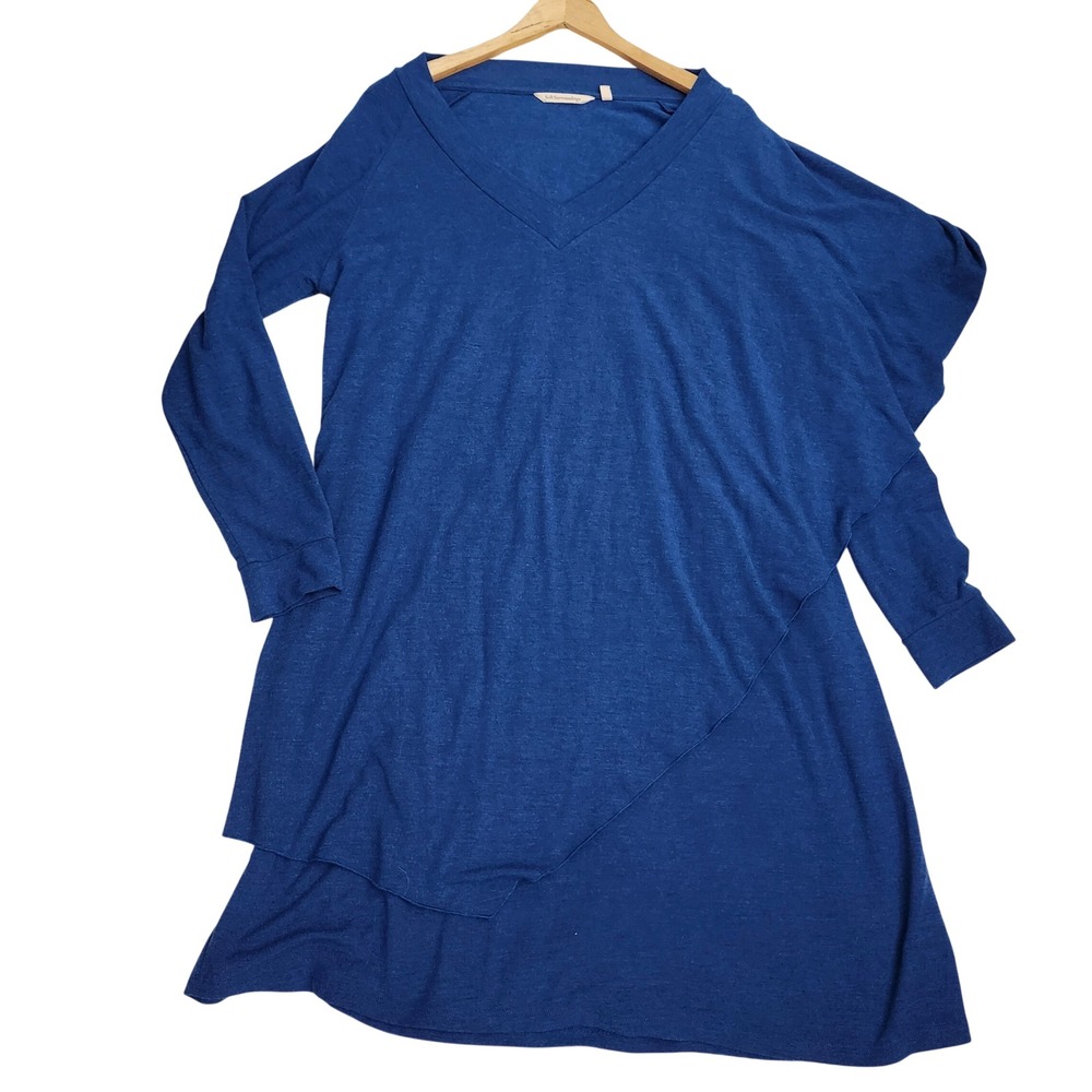 Soft Surroundings Blue Asymmetrical Layered V-Neck Tunic Top Long Sleeve XL